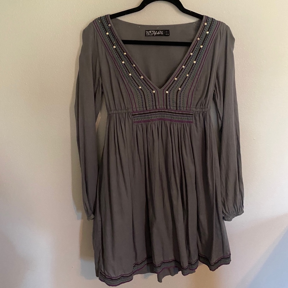 Gray Striped Dress with Silver Sequins